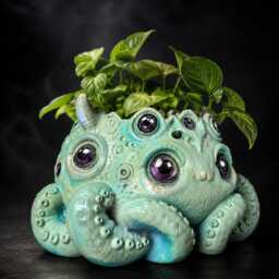 Tentacle Plant Pot - Many Eyed Monster Planter Cosmic Horror Houseplant Handmade UK - thumbnail 4