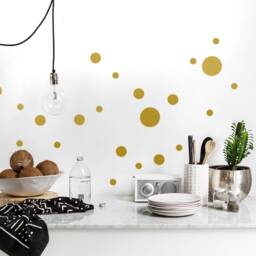 Wall Decal Polka Dots Copper, Mixed Size Set, Gold Dot Sticker, Metallic Decals, Peel & Stick, Home-Decor - thumbnail 4