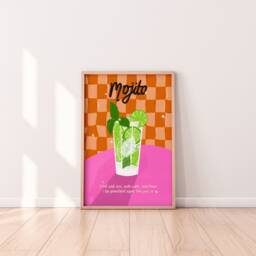Mojito Cocktail Wall Art Print, Wine Vintage Art, Retro Kitchen Bar Poster, Gift, Poster - thumbnail 3