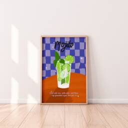 Mojito Cocktail Wall Art Print, Wine Vintage Art, Retro Kitchen Bar Poster, Gift, Poster - thumbnail 2