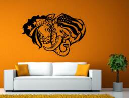 Democrat Republican Horse Elephant American Flag Politics Government Room Wall Sticker Decal Vinyl Mural Decor Art L2444 - thumbnail 1