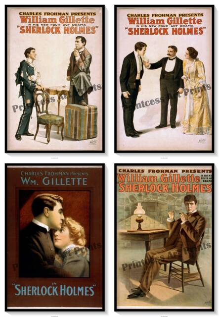 Vintage Sherlock Holmes Live Play Drama Show Set Of 4 Prints - image 1