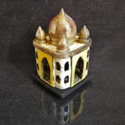 Tiny Taj Mahal Raku Lantern - Ceramic Mosque Miniature Tealight Holder, Arabian Nights Charm Customizable - thumbnail 3