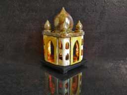Raku Ceramic Mosque Lantern - Taj Mahal Miniature Tealight Holder Arabian & Moroccan Candle Nights Art, Handmade in Italy