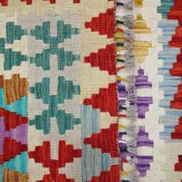 Multicolour Rug, Handmade Artisan Afghan Turkish Scandinavian Navajo Bohemian Flatweave Wool Kilim 158x98 cm - thumbnail 3