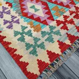 Multicolour Rug, Handmade Artisan Afghan Turkish Scandinavian Navajo Bohemian Flatweave Wool Kilim 158x98 cm - thumbnail 2