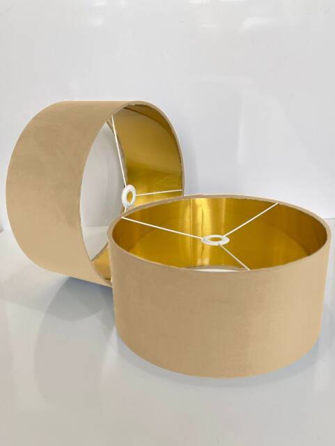 New Luxury Velvet Cream Cloud Upholstery Drum Lamp Shade & Pendant Light Suitable For Both Table Ceilings - image 1