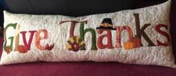 Thanksgiving Pillow Cover/Quilted Applique'd Cover/Fall Holiday Bed Cover/Sofa Cover/15x38 in Cover - thumbnail 1
