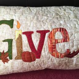 Thanksgiving Pillow Cover/Quilted Applique'd Cover/Fall Holiday Bed Cover/Sofa Cover/15x38 in Cover - thumbnail 2