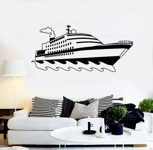 Cruise Ship Vinyl Wall Decal Yacht Ocean Sea Travel Vacation Decor Stickers Mural - #2091Di - image 1