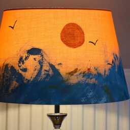Tapered Drum Lampshade Hand Painted Ocean Waves Sunset & Gulls Ideal For Table Lamp Or Ceiling Pendant Coastal Cottage Art Furniture Designs - thumbnail 2