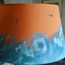 Tapered Drum Lampshade Hand Painted Ocean Waves Sunset & Gulls Ideal For Table Lamp Or Ceiling Pendant Coastal Cottage Art Furniture Designs - thumbnail 3
