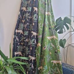 Kantha Stitch Pure Cotton Reversible Bed/Sofa Throw King Size Handmade Dohar Quirky Black Boho Jungle Leopard Cheetah Tropical Magic - thumbnail 4
