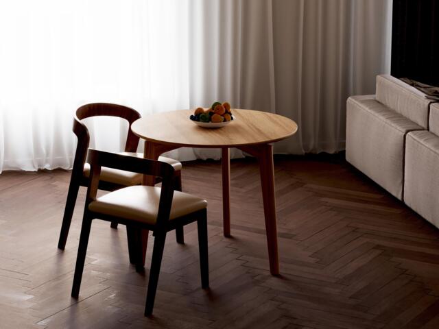 Modern Dining Table - Round Table Mid Century Dining Solid Oak Compact Scandi - image 1