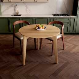 Modern Dining Table - Round Table Mid Century Dining Solid Oak Compact Scandi - thumbnail 3