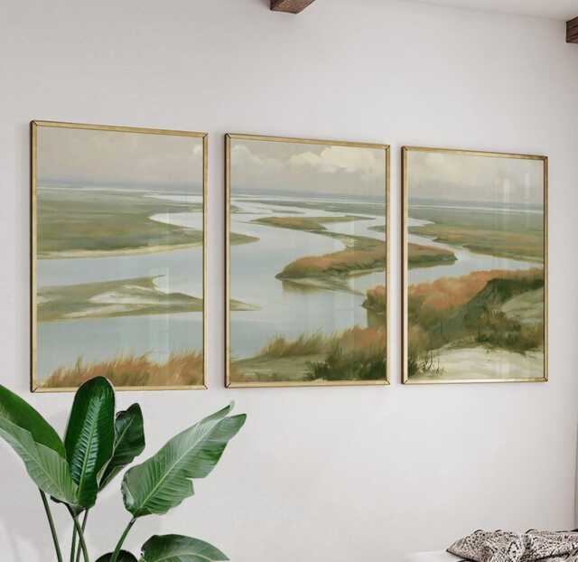 River Delta Trio, Coastal Wetland Wall Art Set - image 1