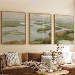 River Delta Trio, Coastal Wetland Wall Art Set - thumbnail 4