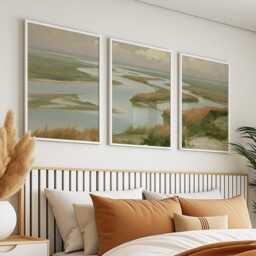 River Delta Trio, Coastal Wetland Wall Art Set - thumbnail 3