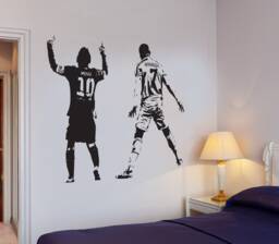 Messi & Ronaldo - Football Wall Art Sticker Vinyl Transfer Decal Kids Bedroom - thumbnail 1