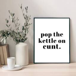 Pop The Kettle On Print, Fun Kitchen Wall Home Decor, Humour Prints, Tea Lover Gift, Coffee Poster - thumbnail 2
