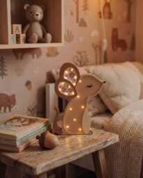 Personalized Wooden Mouse Lamp, Custom Name Kids Night Light, Handmade Pine Wood Nursery Lamp Woodland Animal Decor Baby Shower Gift