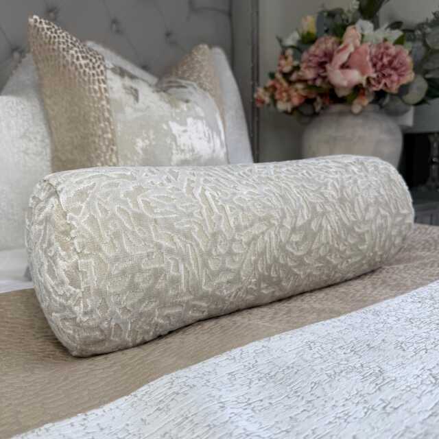 "Champagne Velvet Bolster Cushion 16"" X 6" - image 1
