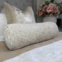 "Champagne Velvet Bolster Cushion 16"" X 6"