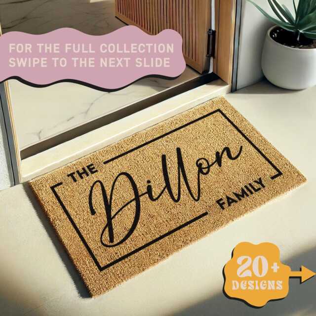 The Add Your Surname Family, Custom Doormat With Your Family Name, Surname Door Mat, Personalized Housewarming Gift, Rug - image 1