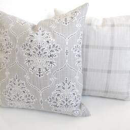 Gray Farmhouse Pillow Covers Throw Pillows Grey Plaid Pillow 16 18x18 20 Charcoal Black - thumbnail 3