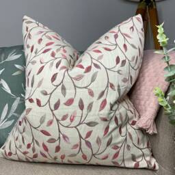Countryside Voyage Fabric, Cervino Plum Pink Classic Leaf Trail Tapestry Cushion Cover, Pillow Handmade/Worldwide Shipping - thumbnail 1