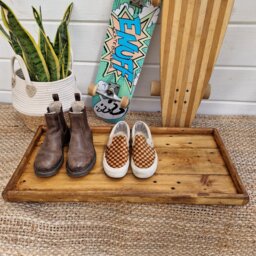 Reclaimed Rustic Wood Boot & Shoe Tray/Multi Purpose Storage Customisable Wooden Porch Organisation - thumbnail 2