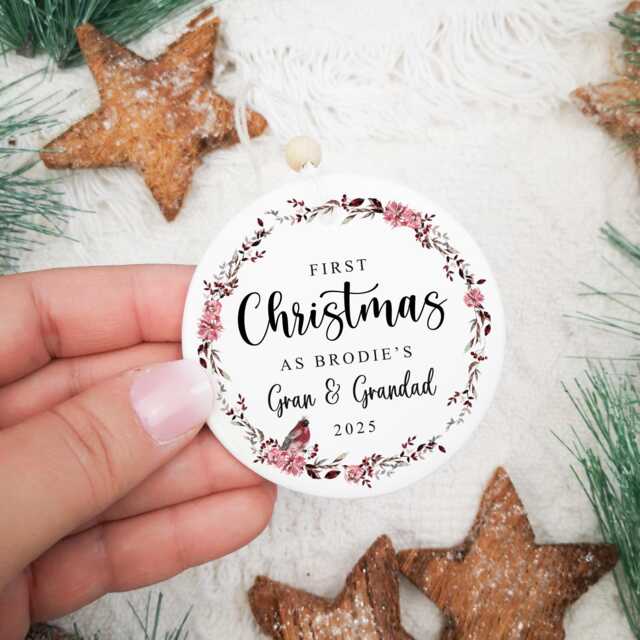 First Christmas As Grandparents - Keepsake, Tree Decoration, Personalised Ceramic Bauble, New Grandparent Gift Style4 - image 1