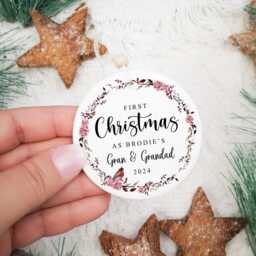 First Christmas As Grandparents - Keepsake, Tree Decoration, Personalised Ceramic Bauble, New Grandparent Gift Style4 - thumbnail 3