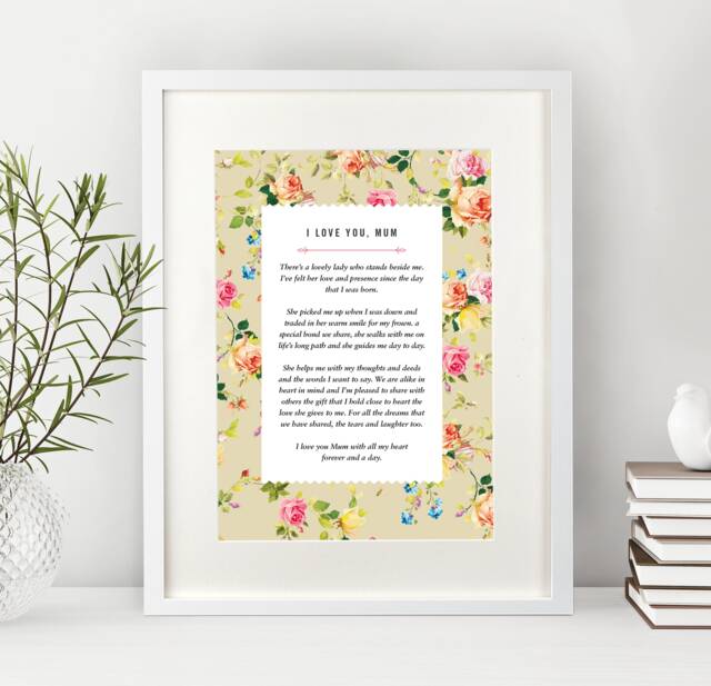 Personalised Floral Favourite Words Print Use Your Own Poem, Lyrics. Unframed Poster A4, A3, A2. Custom Made. Anniversary Paper Gift - image 1