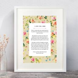 Personalised Floral Favourite Words Print Use Your Own Poem, Lyrics. Unframed Poster A4, A3, A2. Custom Made. Anniversary Paper Gift - thumbnail 3