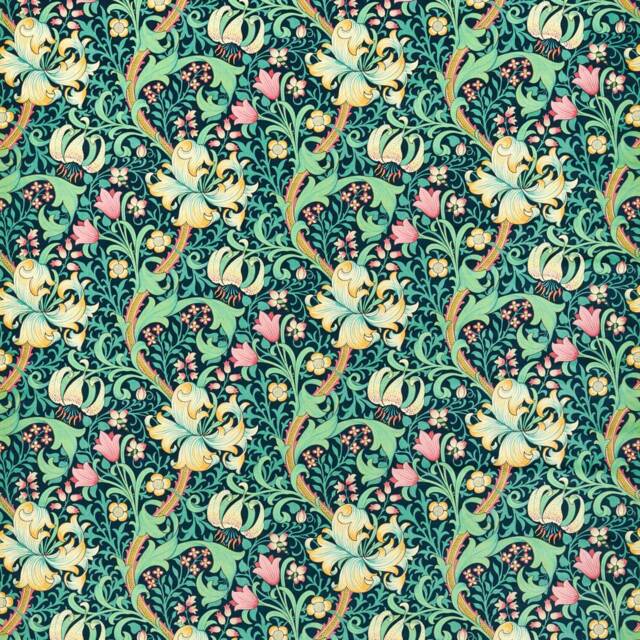 Morris & Co Golden Lily Velvet Door Curtain Galactic Ink