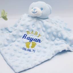 Personalised Baby Comforter, Personalised Embroidered Soft Toy Teddy Blankie, Hamper Newborn Gift - thumbnail 3