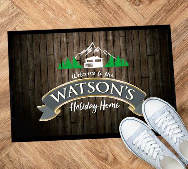 Personalised Holiday Home - Brown Wood Effect Tourer- Campervan Indoor Mat - image 1
