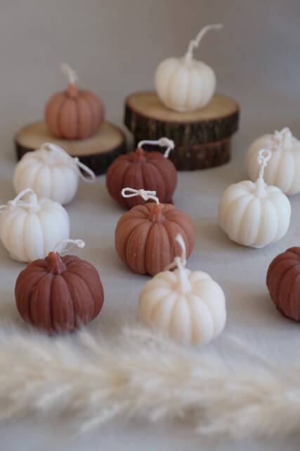 Pumpkin Soy Wax Candle Autumn Scented Fall Decor - image 1
