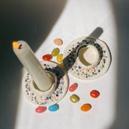 Handmade Ceramic Candlestick Holders Confetti - thumbnail 2