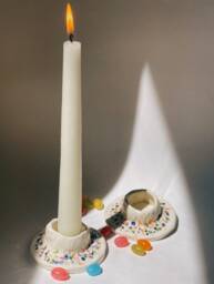 Handmade Ceramic Candlestick Holders Confetti