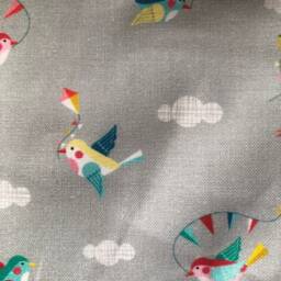 Birdies Bunting Cushion Cover Grey, Red, Yellow, Teal - 16 - thumbnail 2