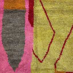 Handmade Pink Moroccan Rug Berber Wool, Abstract Design - thumbnail 3