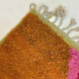 Handmade Pink Moroccan Rug Berber Wool, Abstract Design - thumbnail 4
