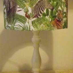 Jungle Animals Lampshade, Tiger, Elephant, Giraffe, Zebra, Palm Leaves , Fatta Da Mamma Free Gift - thumbnail 2