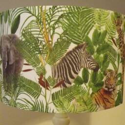 Jungle Animals Lampshade, Tiger, Elephant, Giraffe, Zebra, Palm Leaves , Fatta Da Mamma Free Gift - thumbnail 3