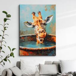 Giraffe Bathtub Animal Bathroom Painting Framed Poster Print Or Canvas Wall Decor Art Bedroom Home Interior Gift Lover - thumbnail 1