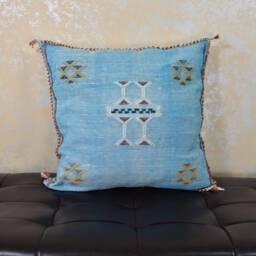 Moroccan Handmade Sabra Silk Cactus Pillow Cover, Handmade Cover Couch Accents Bedroom Pillow Kilim Silk Case With Zipper - thumbnail 4