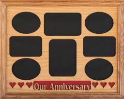 11x14 Our Anniversary With Hearts Wood Photo-Picture Mat Collage Insert - thumbnail 1