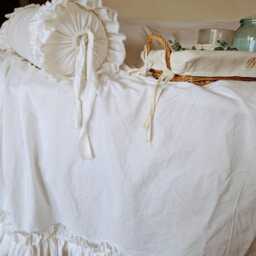 French Farmhouse White Bolster Ruffled Frilly Lumbar Shabby Chic Throw - thumbnail 3